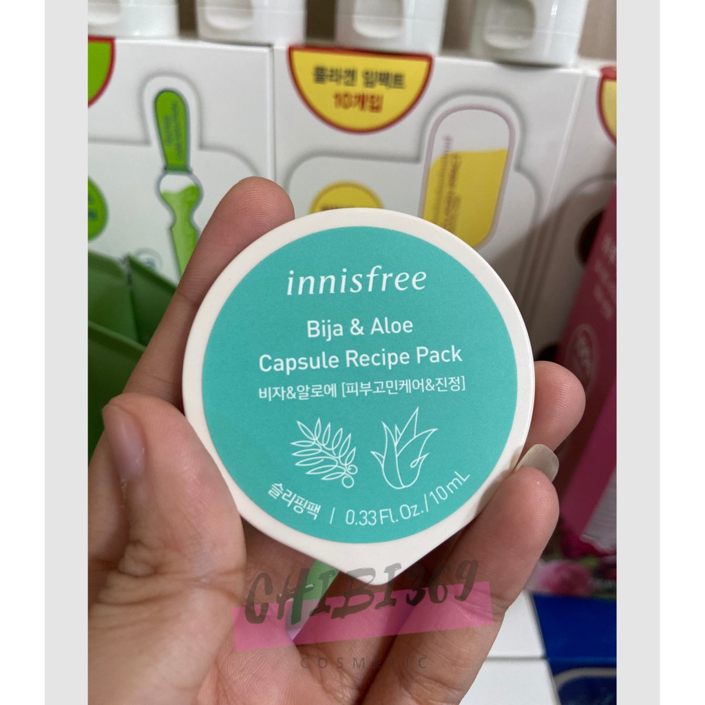 Mặt nạ Innisfree Capsule Recipe Pack 10ml cung cấp độ ẩm cao, kháng khuẩn, làm sáng da.