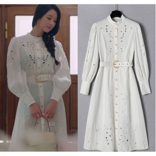 It’s Okay To Not Be Okay Seo Ye Ji Đầm Nữ Dài Tay Cổ Tròn Xẻ Tà Thời Trang Hàn