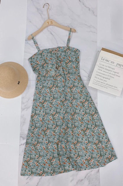 VÁY HAI DÂY HOA XANH NGỌC | BigBuy360 - bigbuy360.vn