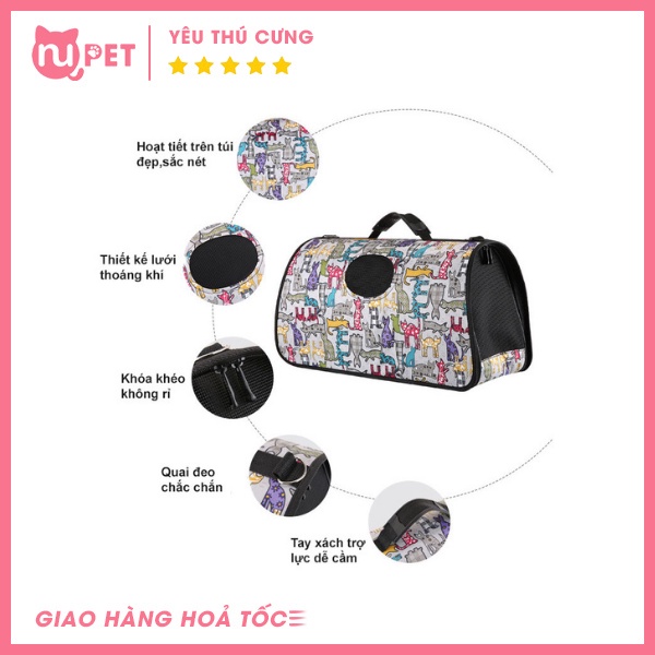 Túi vận chuyển hoạ tiết cho chó mèo 3 size S M L