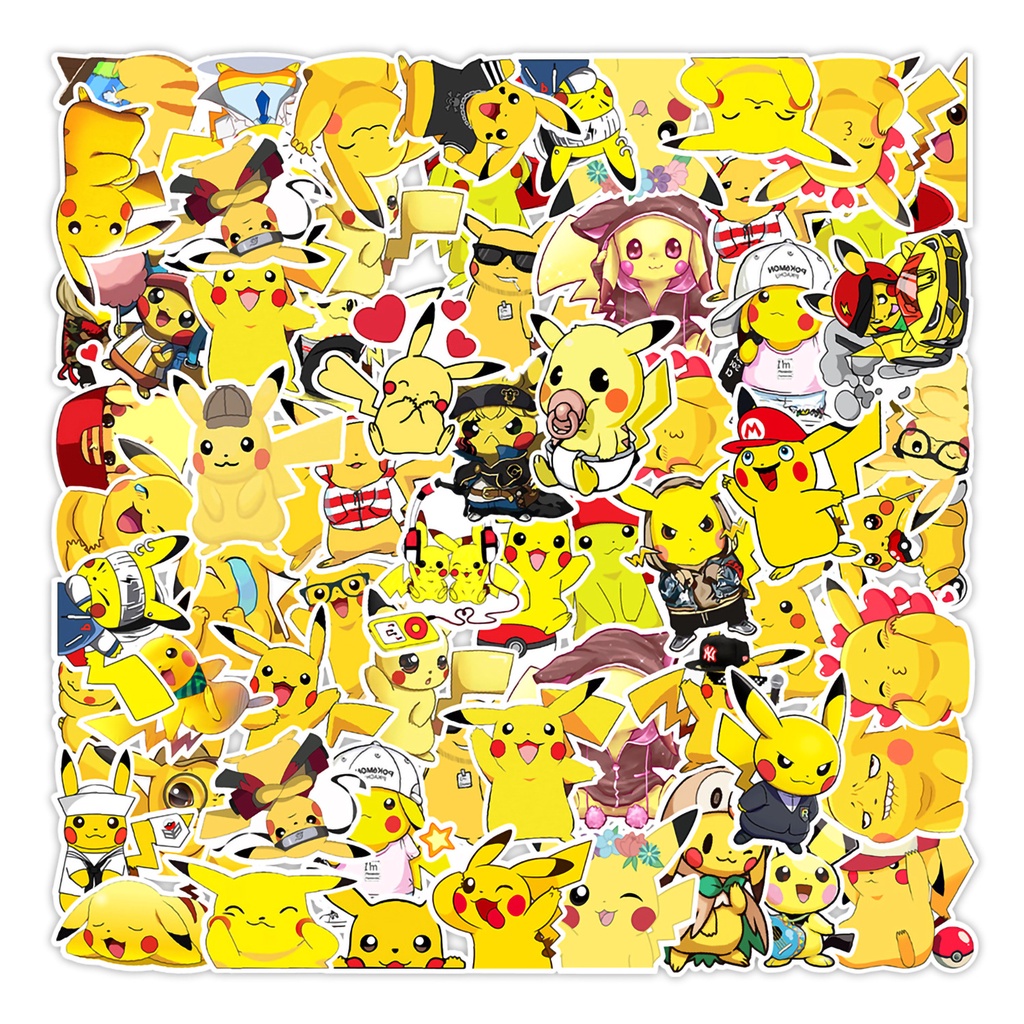 100/80/50 Sticker Hình Pokemon Pikachu Dán Ván Trượt, Guitar, Guitar, Laptop