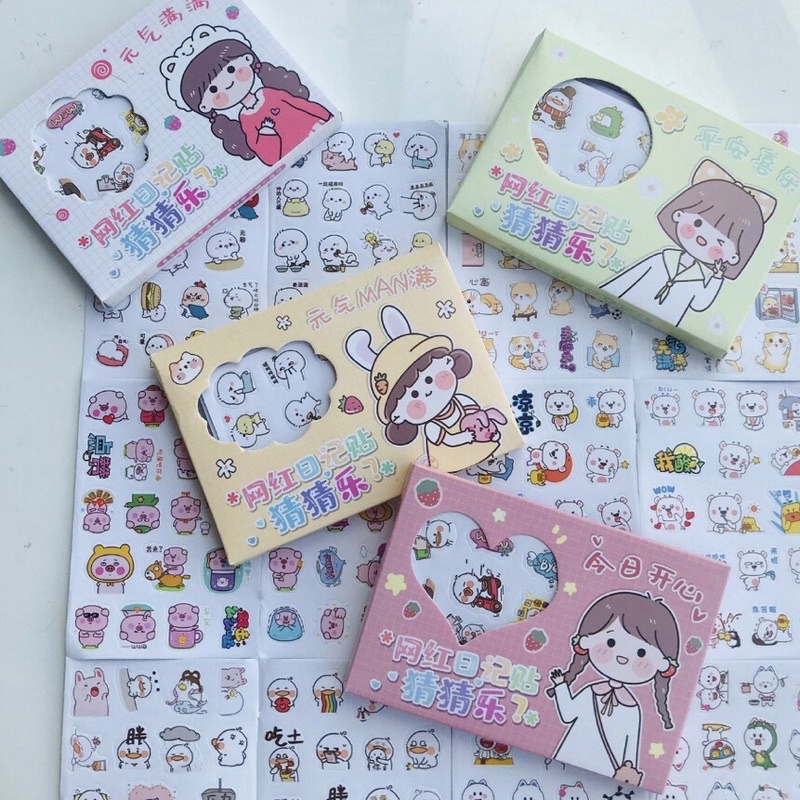 Hộp sticker 220 hình dán sticker nhân vật hoạt hình siêu cute