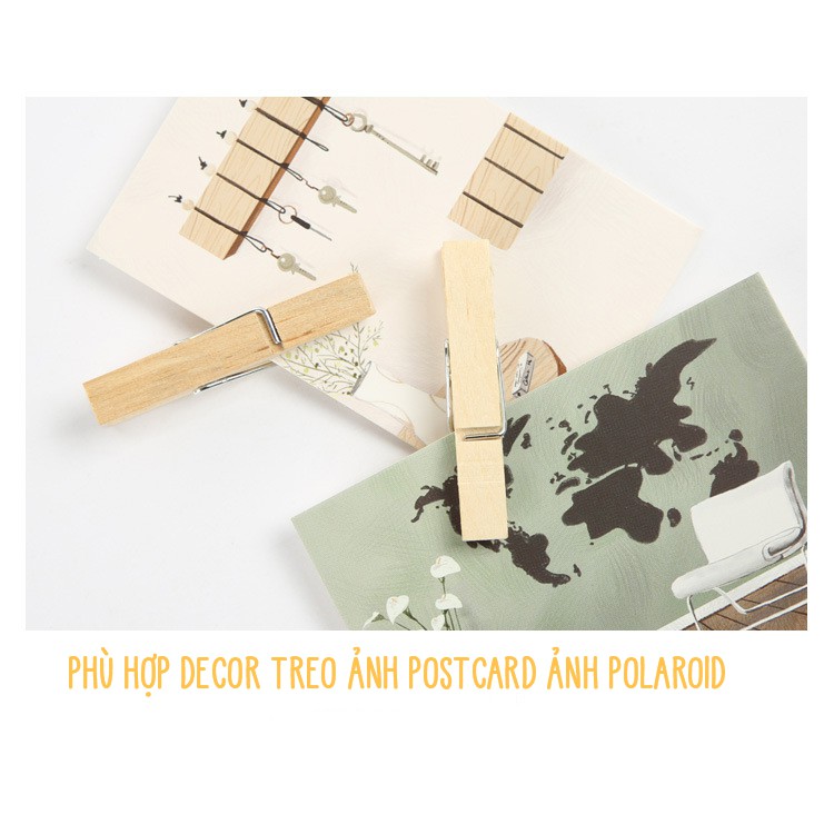 Kẹp gỗ treo ảnh postcard decor vintage trang trí phòng chụp ảnh sản phẩm phụ kiện trang trí chụp ảnh livestream tiktok