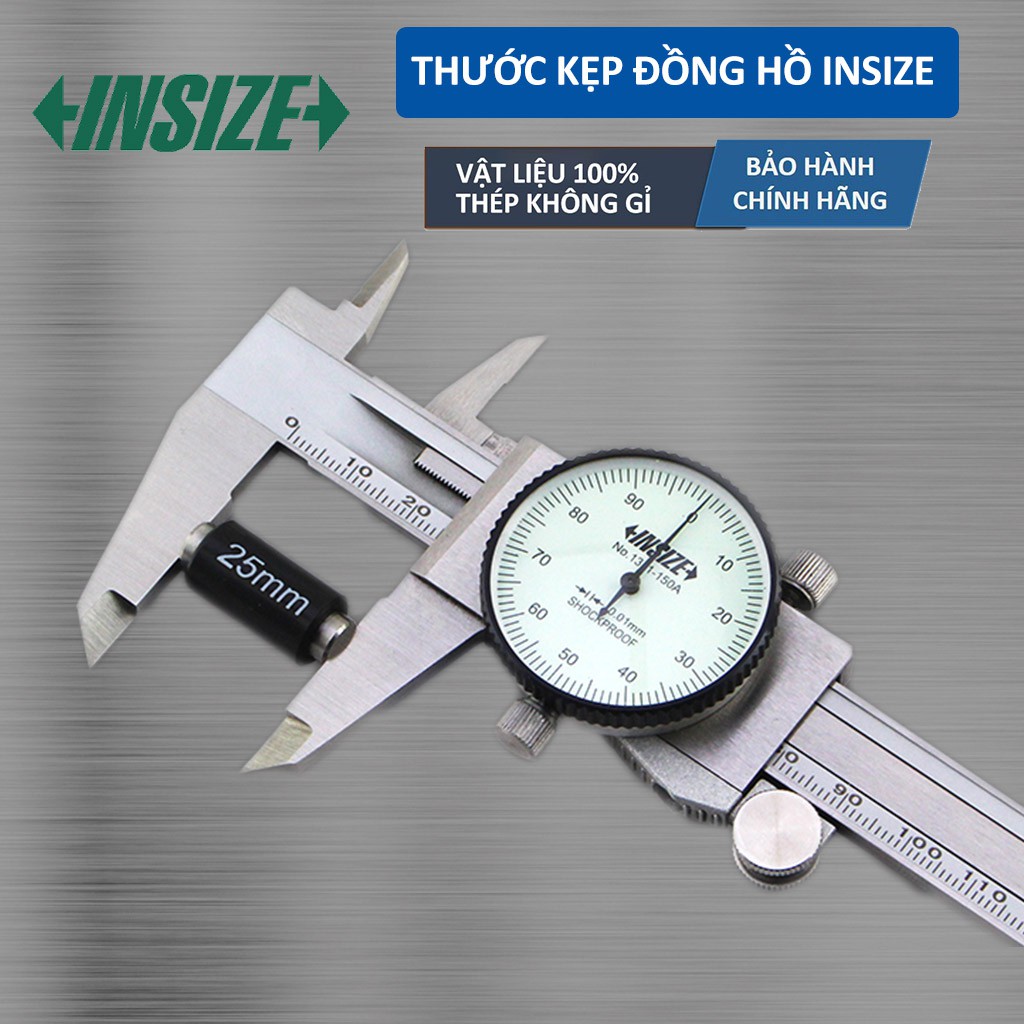 Thước kẹp cơ đồng hồ INSIZE 1312 hàng chính hãng, độ bền cao, đo chính xác, mặt đồng hồ chịu va đập