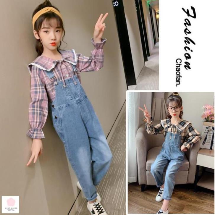 Đồ bộ dài cho bé gái ☑️Set yếm thời trang bé gái 10 tuổi☑️ bộ đồ bé gái size đại 40kg, 30kg, 35k