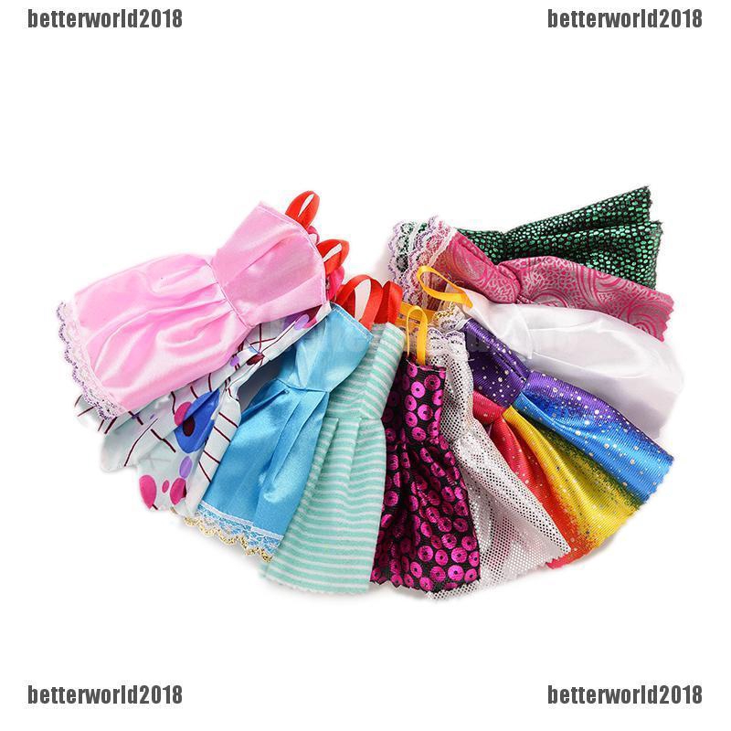 Bộ 10 Đầm Dự Tiệc Nhiều Họa Tiết Khác Nhau Cho Búp Bê Barbie