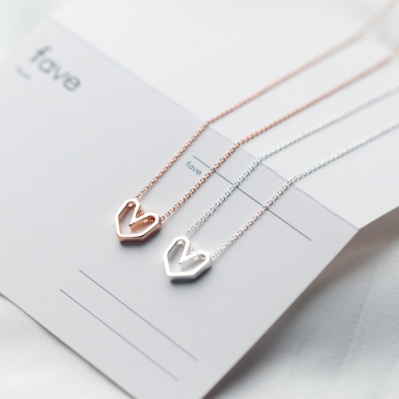 Dây chuyền bạc vòng cổ nữ bạc s925 hình trái tim Hollow Love Heart Cá jewelry DC96