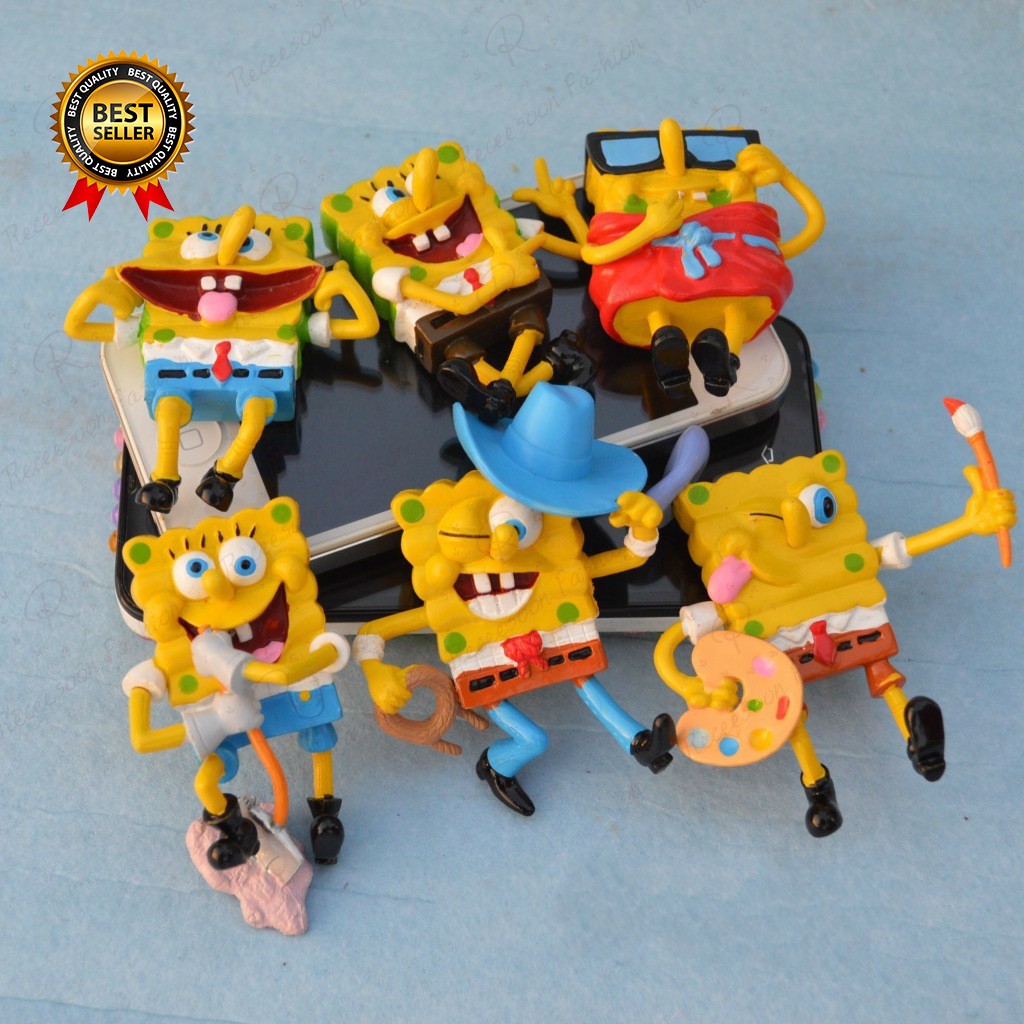 Set 6 Mô Hình Nhân Vật Phim Hoạt Hình Spongebob Bằng Pvc