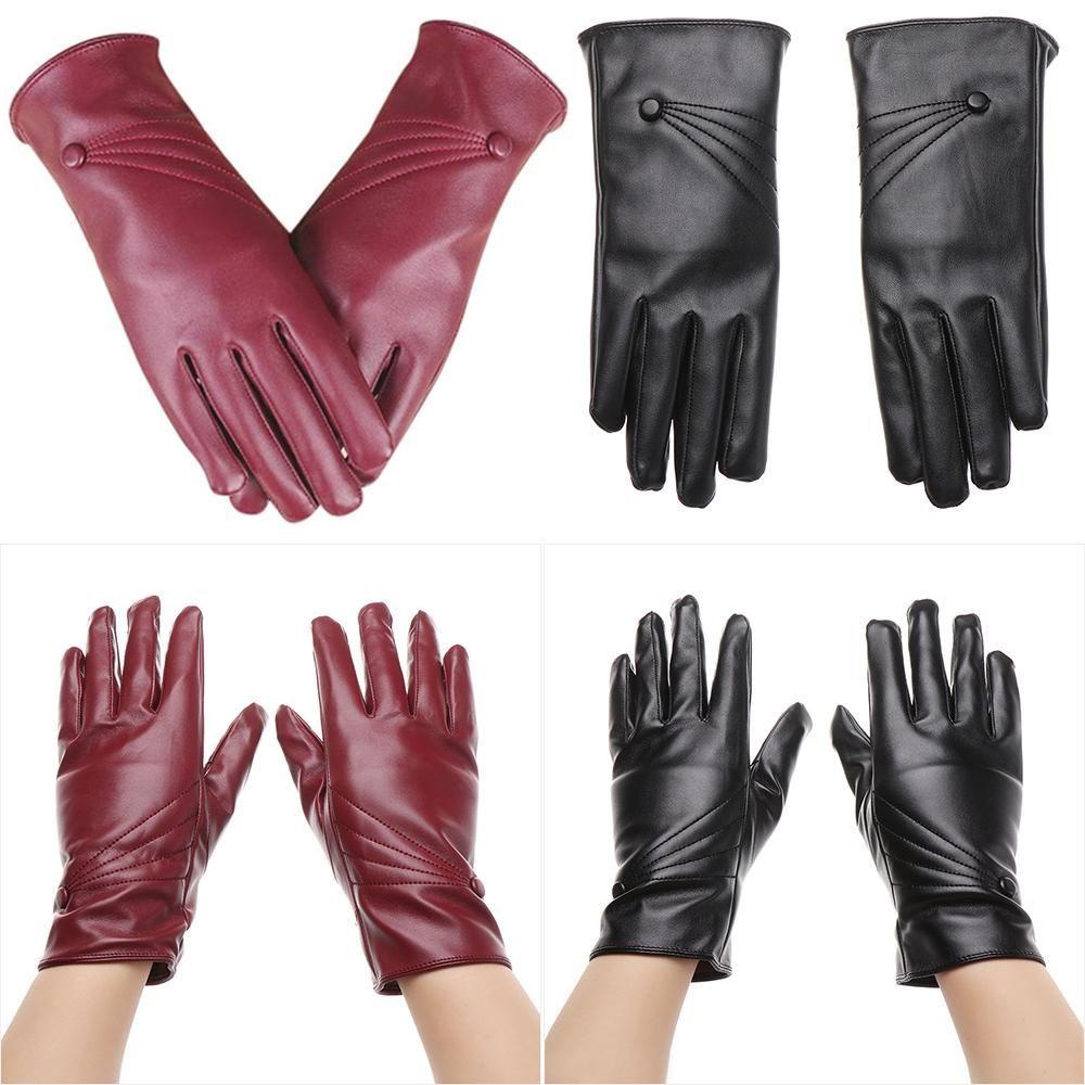 Găng Tay Da PU Lót Nhung Chống Gió Thời Trang Mùa Đông