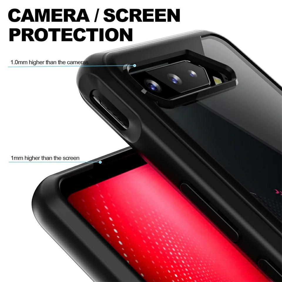 Ốp lưng Rog Phone 5 / 5 Pro chống sốc thể thao lưng trong viền màu cao cấp