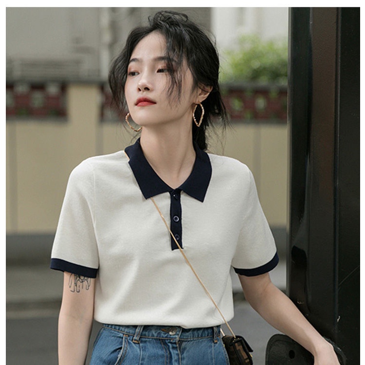 Áo thun IELGY dệt kim tay ngắn mỏng thời trang mùa hè 2022 dành cho bạn nữ