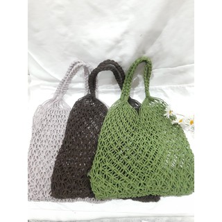 Túi lưới cá đi biển Macrame size L màu xanh lá ,có ảnh thật, Thời Trang Đi Biển