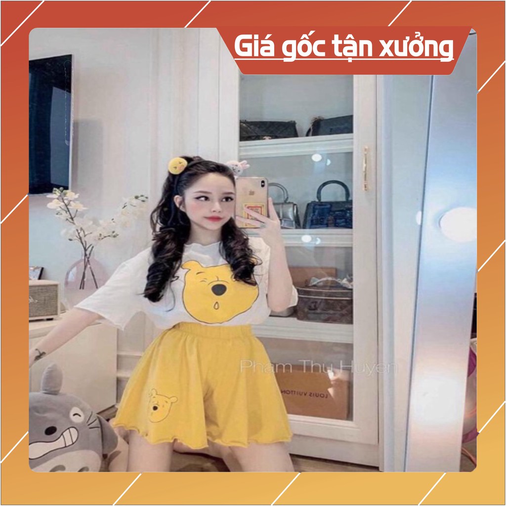 Bộ Mặc Ở Nhà, Set Bộ Ngủ Đùi Nữ 100% Cotton Hoạt Hình Đáng Yêu, Chất Cotton Mát FreeSize