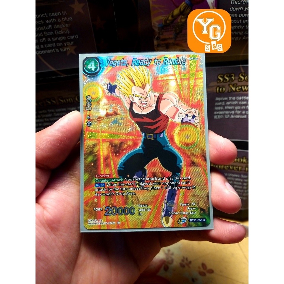 Thẻ bài Bandai chính hãng Vegeta, Ready to Rumble - BT11-053 - Rare Foil