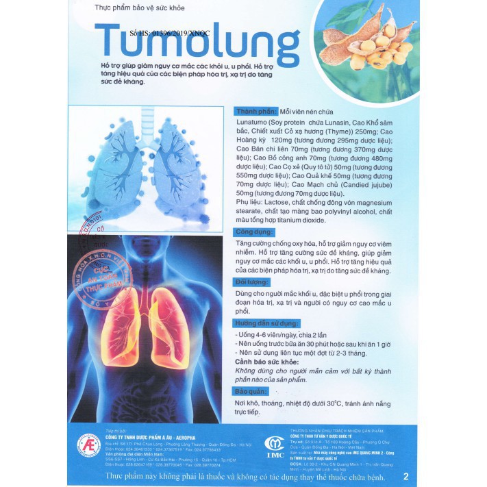 Tumolung |Giúp phòng ngừa và hỗ trợ điều trị ung thư phổi (Hộp 30 Viên)