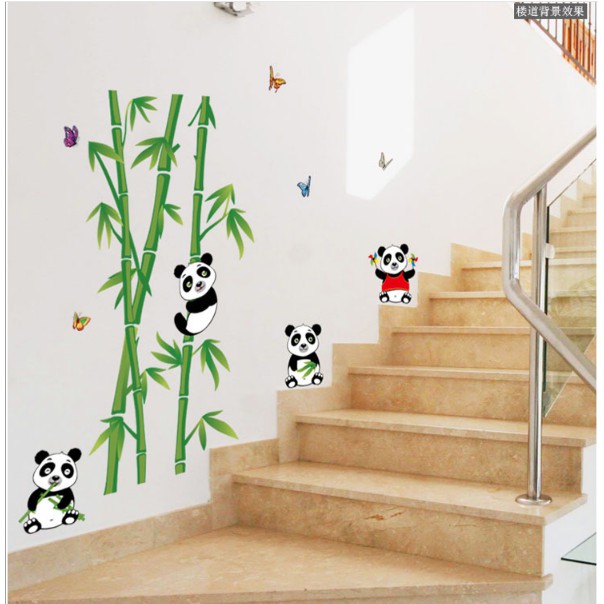 Decal trang trí tường Gấu và Cây Trúc xinh
