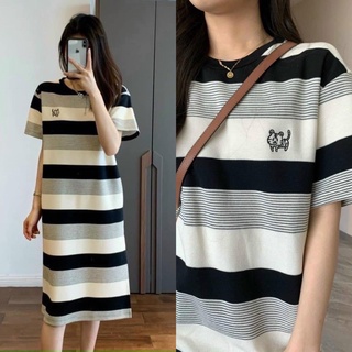 Váy suông kẻ sọc dáng rộng