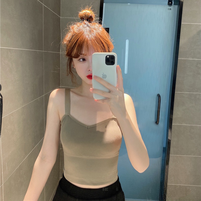 Áo bra nữ cotton tăm 2 dây bản to form dài tôn dáng