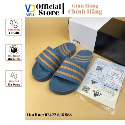Dép nam thời trang Adidas ViDu 21150 hai màu (xanh/ ghi sữa Cam) phối màu mới, lên chân siêu đẹp, êm ái