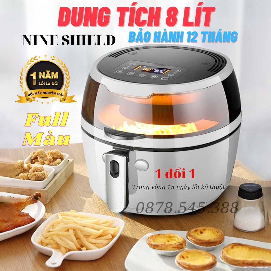 [HÃNG NHẬT] Nồi Chiên Không Dầu NINE SHIELD 8L-Nồi Nướng Thế Hệ Mới Nhất 2021-BH 12 Tháng