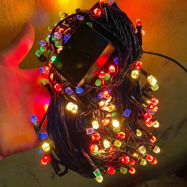 CUỘN ĐÈN NHÁY 50M TRANG TRÍ QUẤN CÂY NGOÀI TRỜI BÓNG LED KIM CƯƠNG