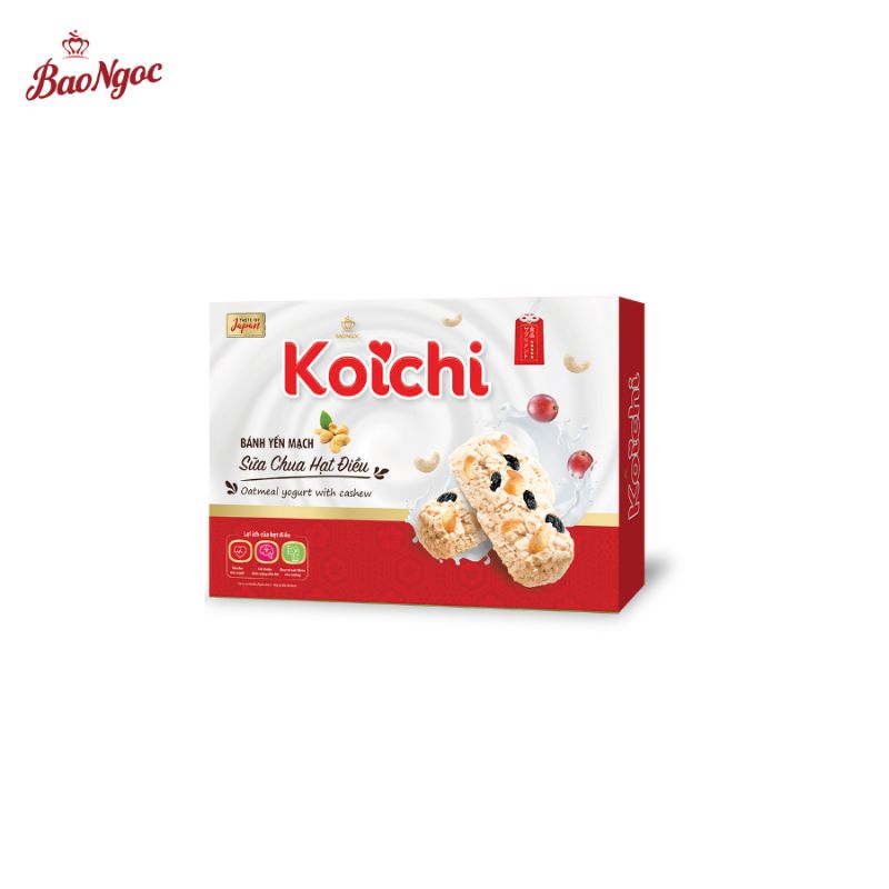 Bánh Koichi yến mạch sữa chua hạt điều hộp 186g