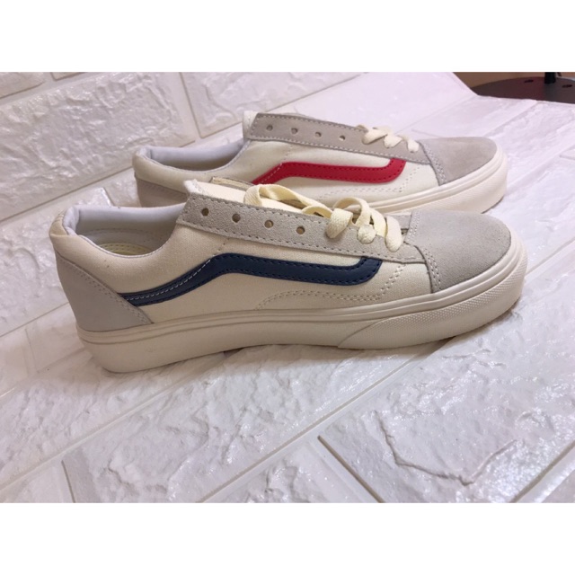 SALE XỐC Giảm Giá Mạnh - Giày Vans kẻ style 36 xanh - đỏ