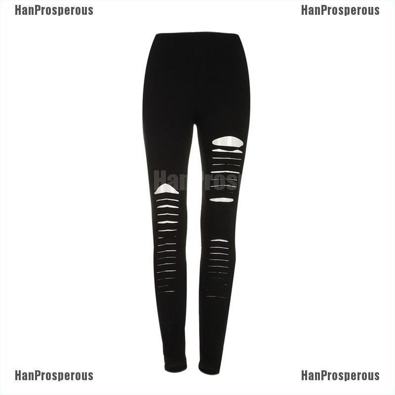 Quần Legging Đen Kẻ Sọc Phong Cách Gothic Quyến Rũ Cho Nữ