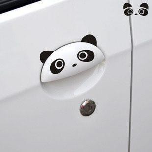 Decal, Sticker gấu trúc dễ thương 4 miếng dán bảo vệ tay nắm cửa