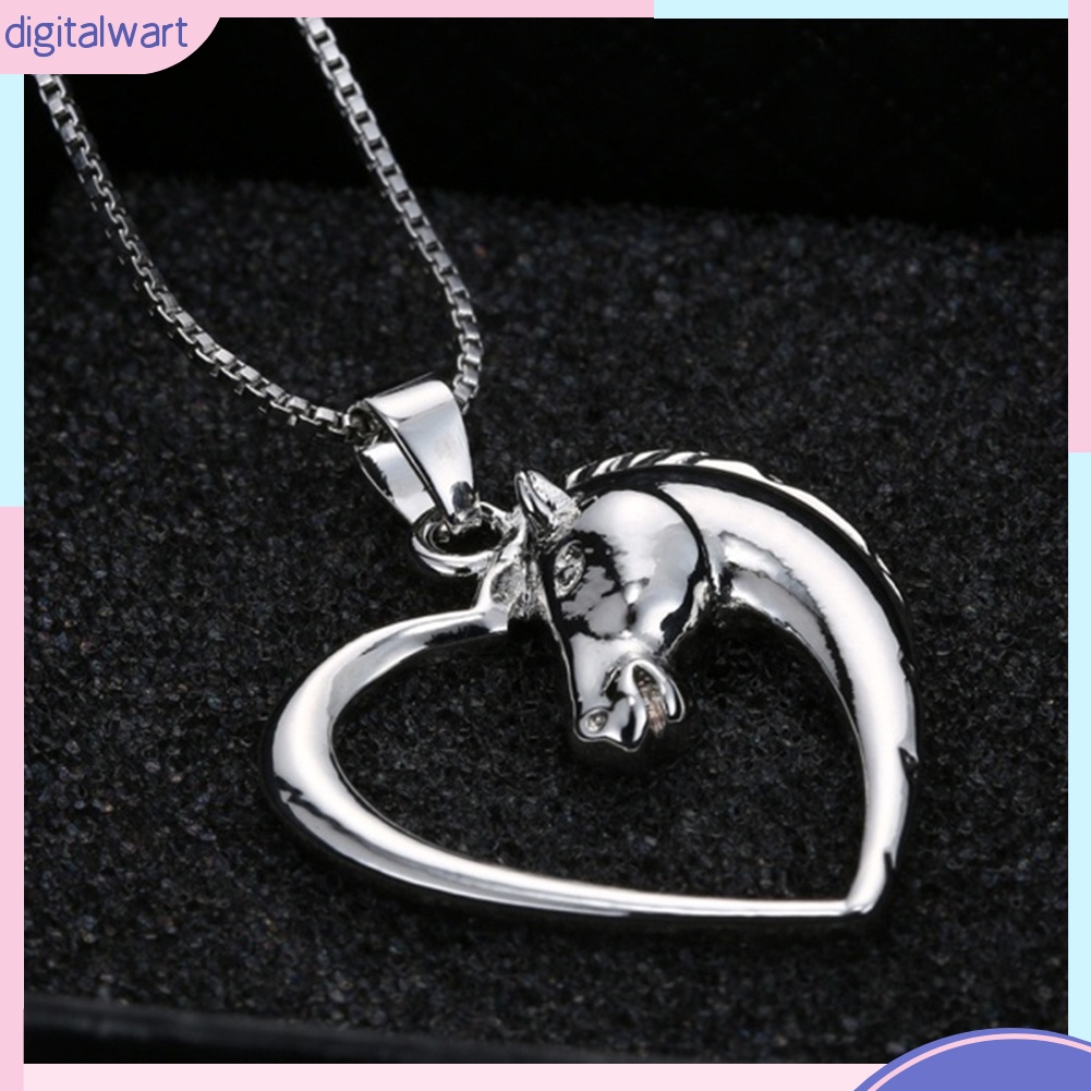 Dây Chuyền Hợp Kim Mặt Hình Đầu Ngựa Rỗng Phối Trái Tim Rỗng Cho Nữ