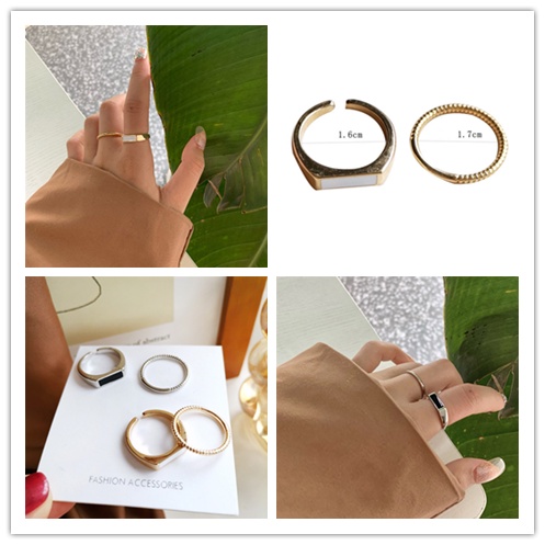 Bộ 2 Nhẫn Đeo Ngón Tay Màu Vàng/Bạc Phong Cách Retro Có Thể Điều Chỉnh Kích Thước