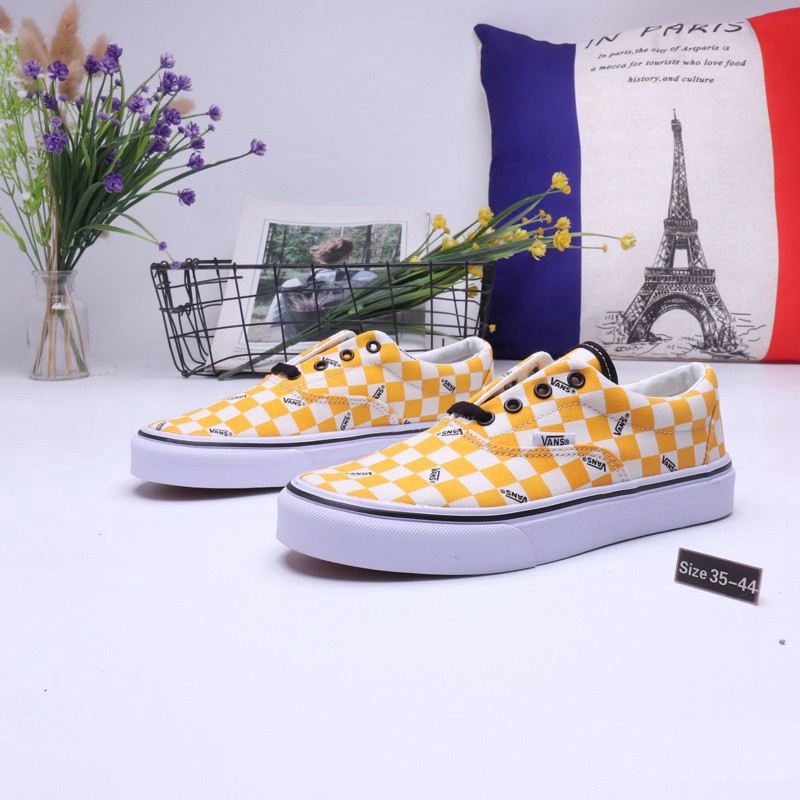 [XẢ KHO] SALE KHỦNG 9/9 Vans ERA nguyên bản màu vàng và trắng kẻ ca rô cổ thấp giày vải thông thường [AK97] ; ‣