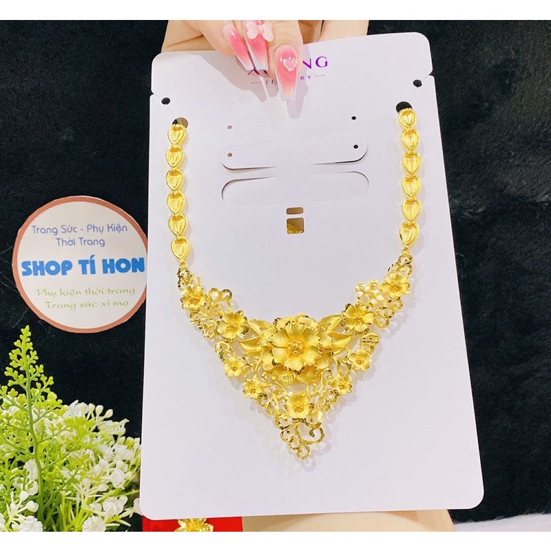 Dây chuyền cưới cô dâu mạ vàng 24 cao cấp mẫu mới về ( dây hoa mai chuẩn mẫu tiệm vang )