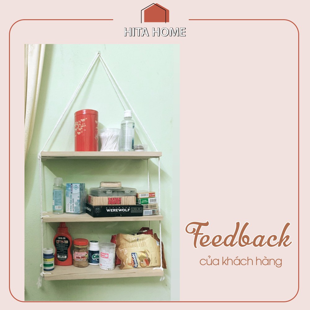 Kệ gỗ treo tường loại 3 tầng, phòng ngủ, phòng sách, ban công decor đẹp kích thước 10x30