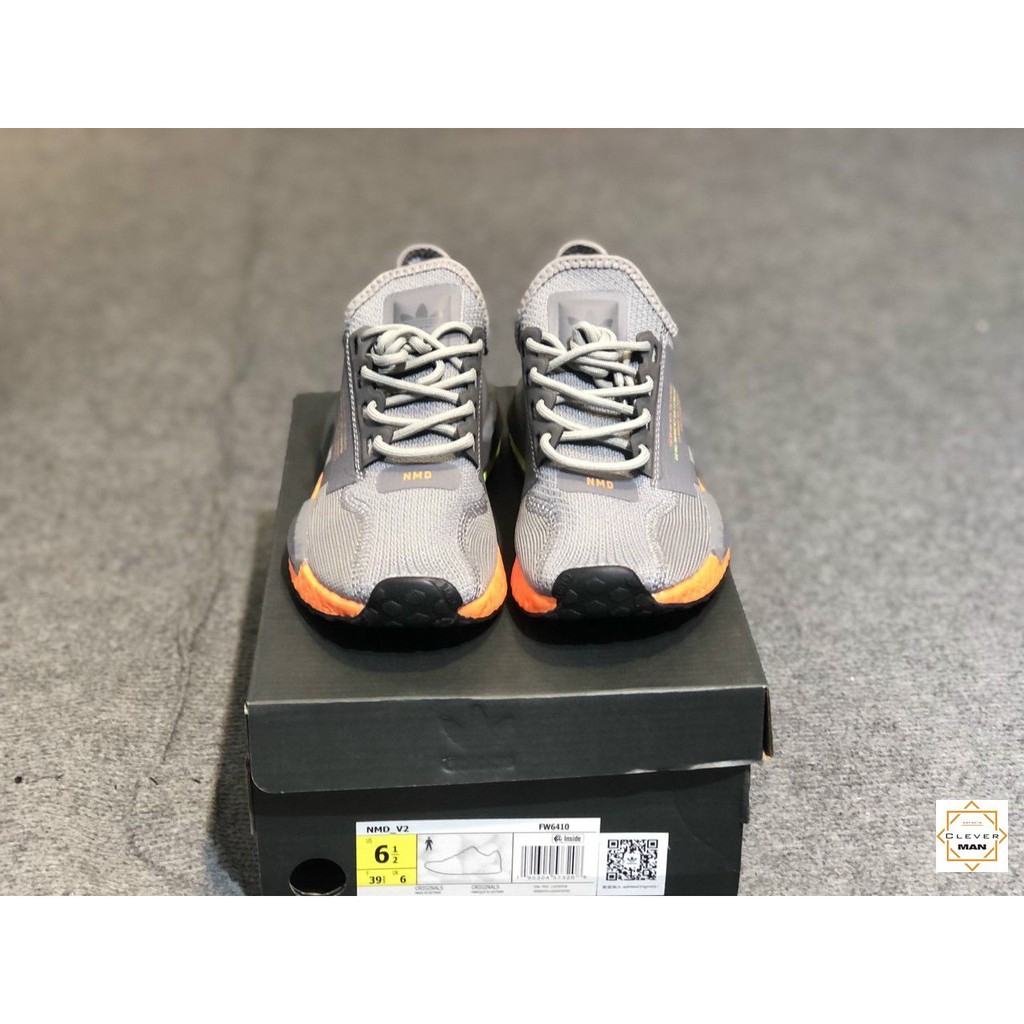 (FREESHIP+FULLBOX) Giày Thể Thao Sneakers NMD City Sock Xám Đế Cam Xanh Cổ Chun Cực Phong Cách Cho Cả Nam và Nữ