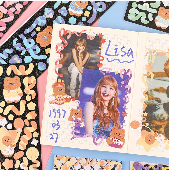 PeachSticker Dán Trang Trí Điện Thoại/Album Ảnh Tự Làm Hình Gấu Dễ Thương Sáng Tạo