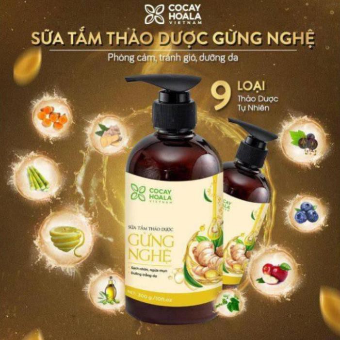 Sữa Tắm Thảo Dược Gừng Nghệ Giữ Ấm Cơ Thể Cocayhoala 300g