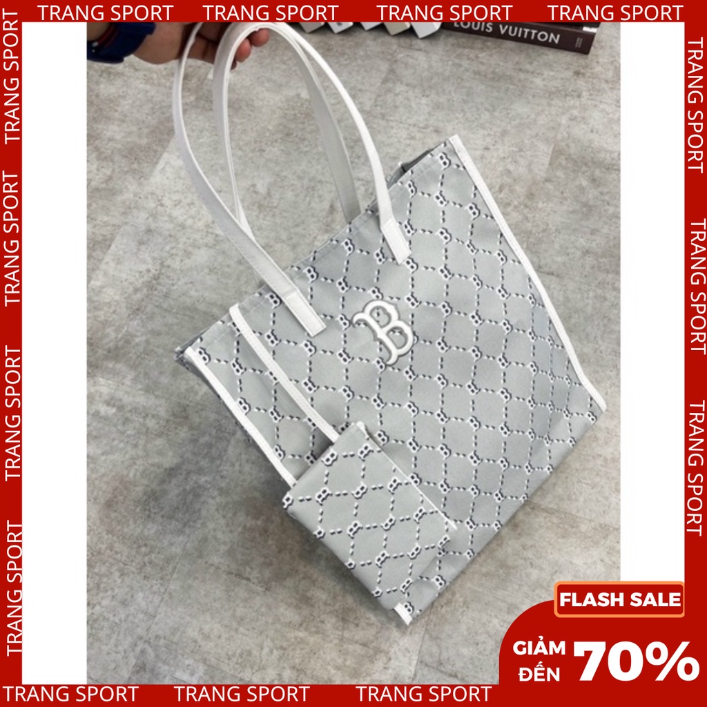 Túi xách nữ MLB NY MONOGRAM TOTE BAG GREY Made in vietnam full tem tag