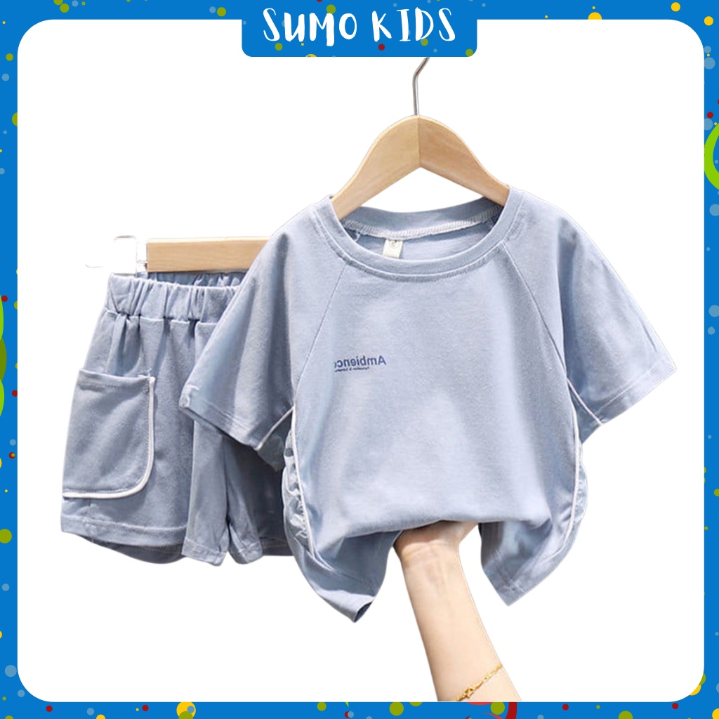 Bộ Cộc Tay Cho Bé Chữ A, Đồ Bộ Bé Trai Chất Cotton Cao Cấp Cho Bé Từ 6-18kg SUMO KIDS