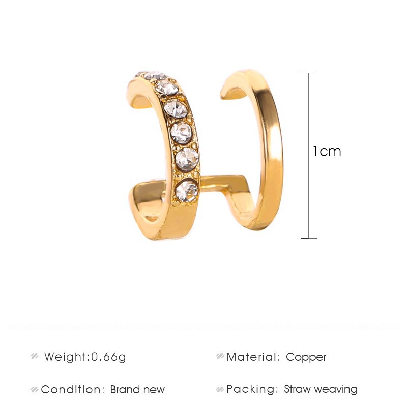 Bông Tai Hình Chữ C Đính Đá Xinh Xắn Theo Phong Cách Hàn Quốc