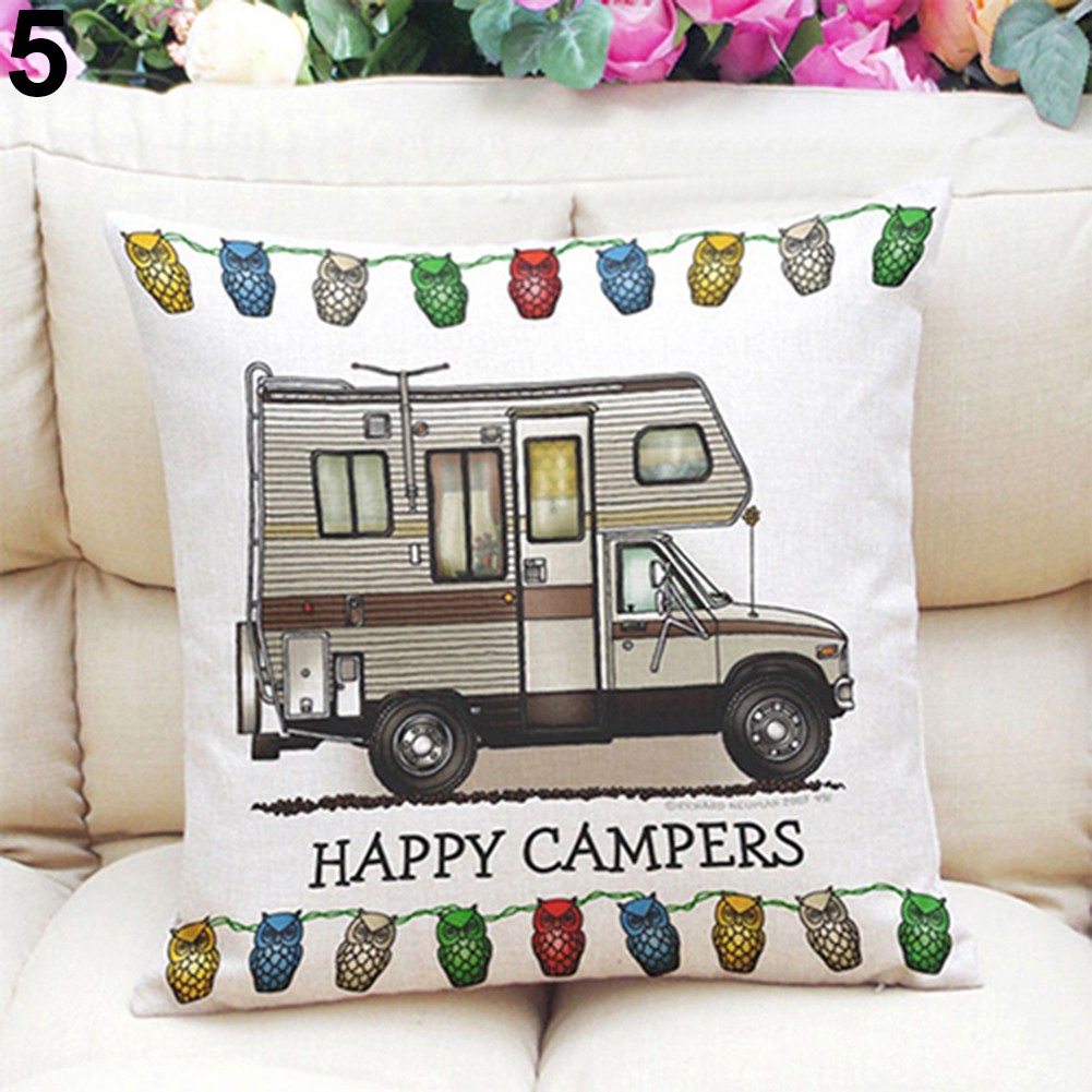 Vỏ Gối Trang Trí Hình Chữ Happy Campers B17