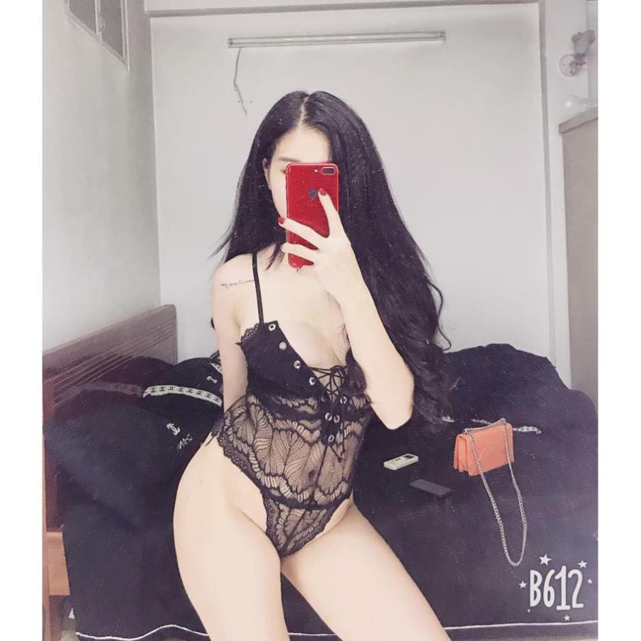 Đồ ngủ bodysuit ren đan ngực sexy