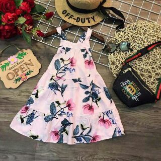 Váy lanh lụa 2 dây cho bé