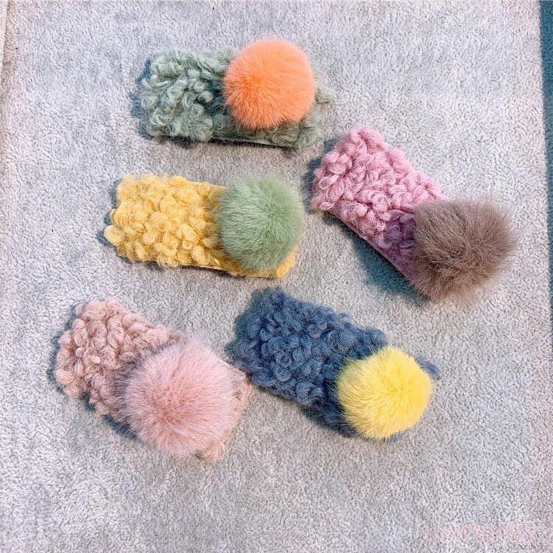 Set 2 Dây Buộc Tóc Gắn Quả Cầu Lông Xù Xinh Xắn Dành Cho Nữ