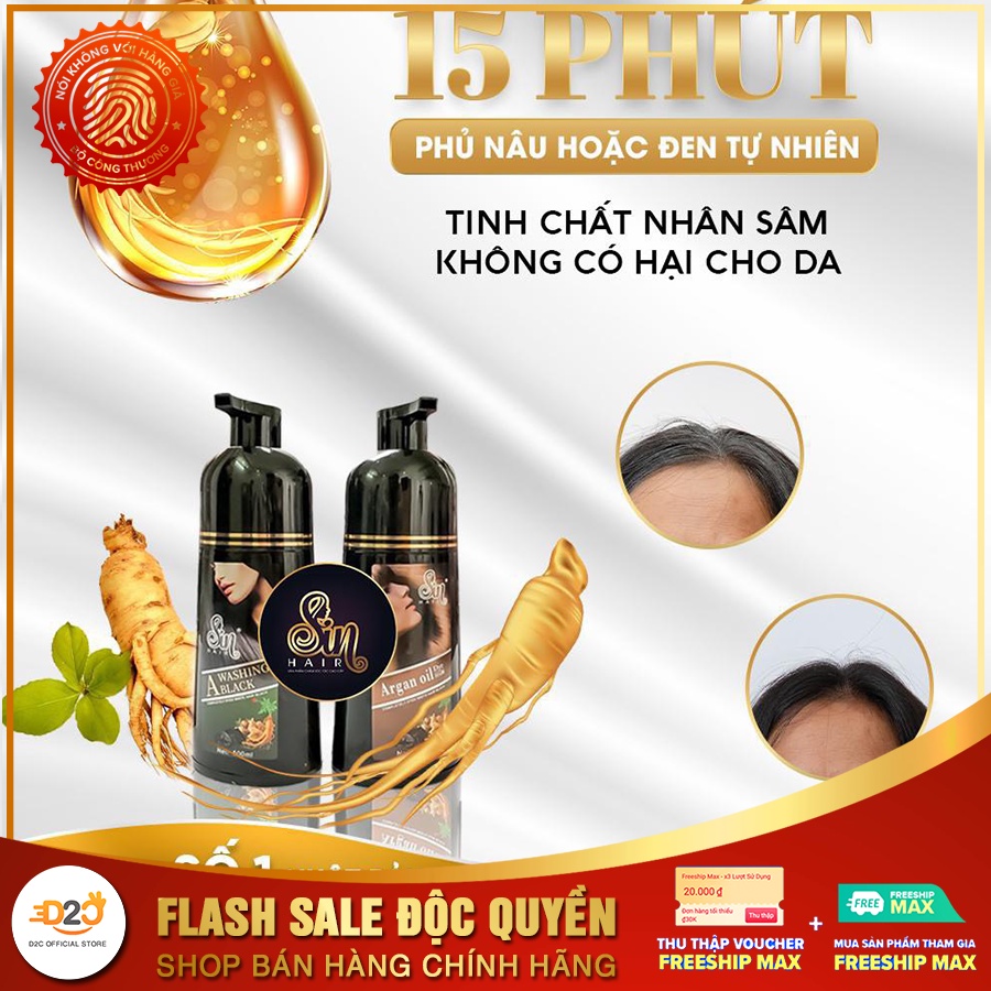 Dầu Gội Phủ Bạc SinHair số 1 Nhật Bản Phủ Bạc Đen Tóc, Nâu Tóc Từ Lần Gội Đầu Tiên, Lên Màu Nhanh Chóng, Lâu Phai Màu