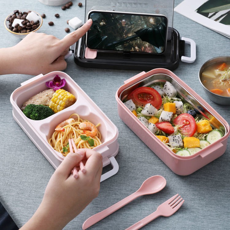 Hộp cơm giữ nhiệt văn phòng inox hâm nóng 2 tầng chia ngăn LUTIMO HC1