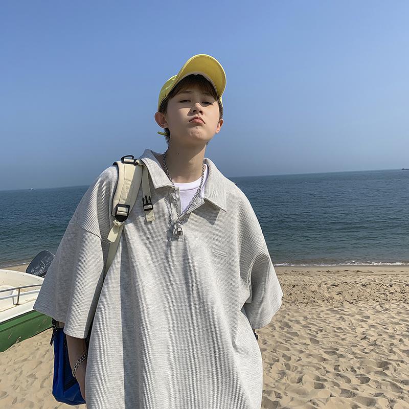 Set áo polo ngắn tay + quần short dáng rộng thời trang mùa hè phong cách Hàn Quốc cho nam