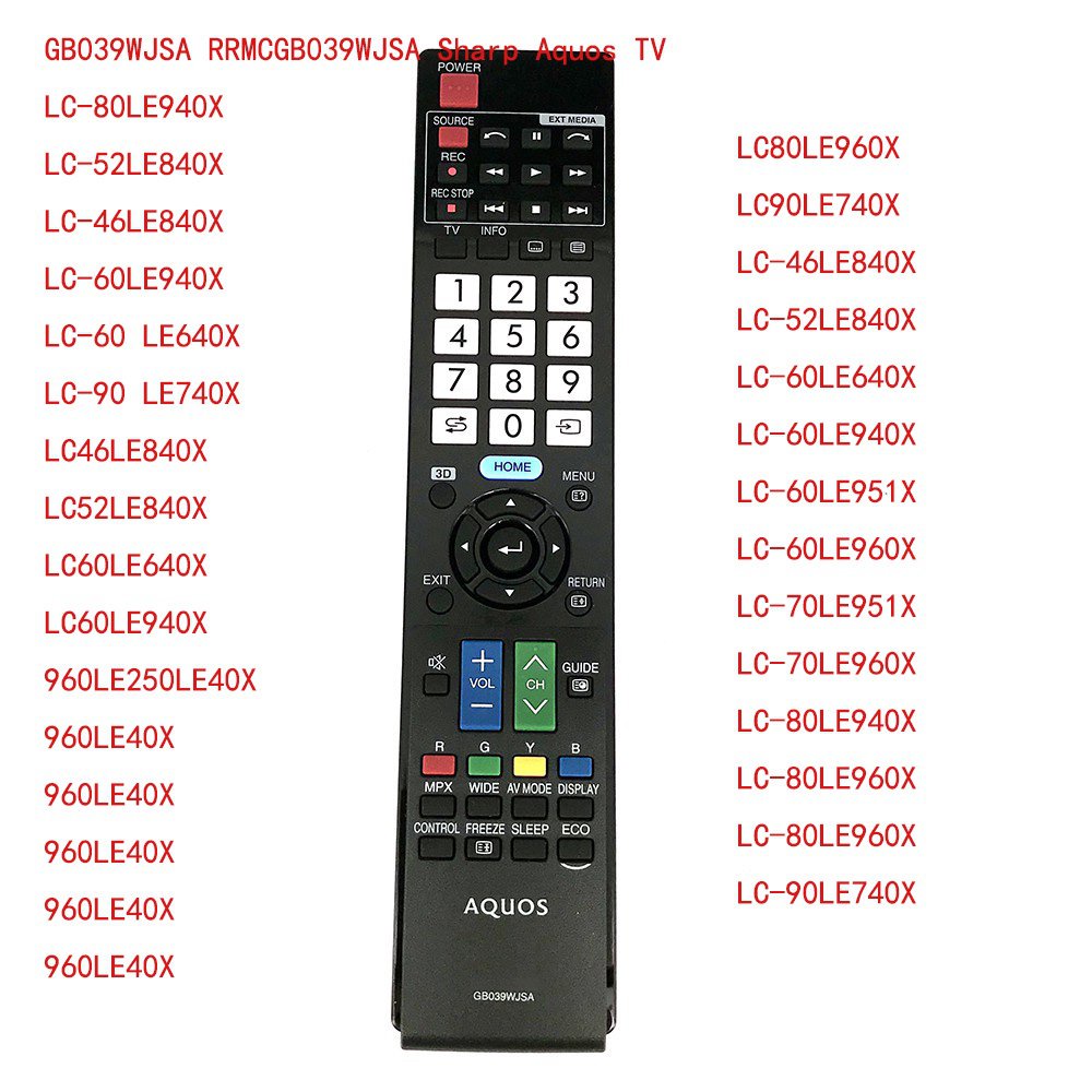 Điều Khiển Từ Xa GB039WJSA Cho SHARP Aquos LCD HDTV TV LC46LE840X LC52LE840X LC60LE940X LC60LE950X