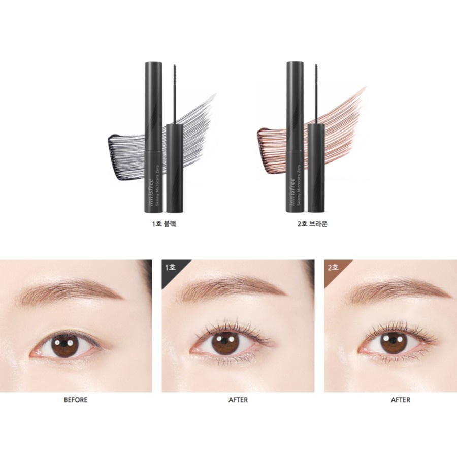 Mascara chải mi siêu mảnh chống trôi innisfree Skinny Microcara Zero 3.5g