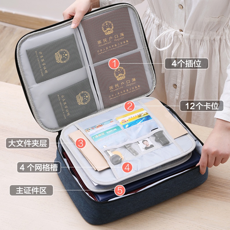 Túi đựng tài liệu nhiều lớp xách tay, hộ chiếu đa năng du lịch, bao bảo vệ đồ, thẻ